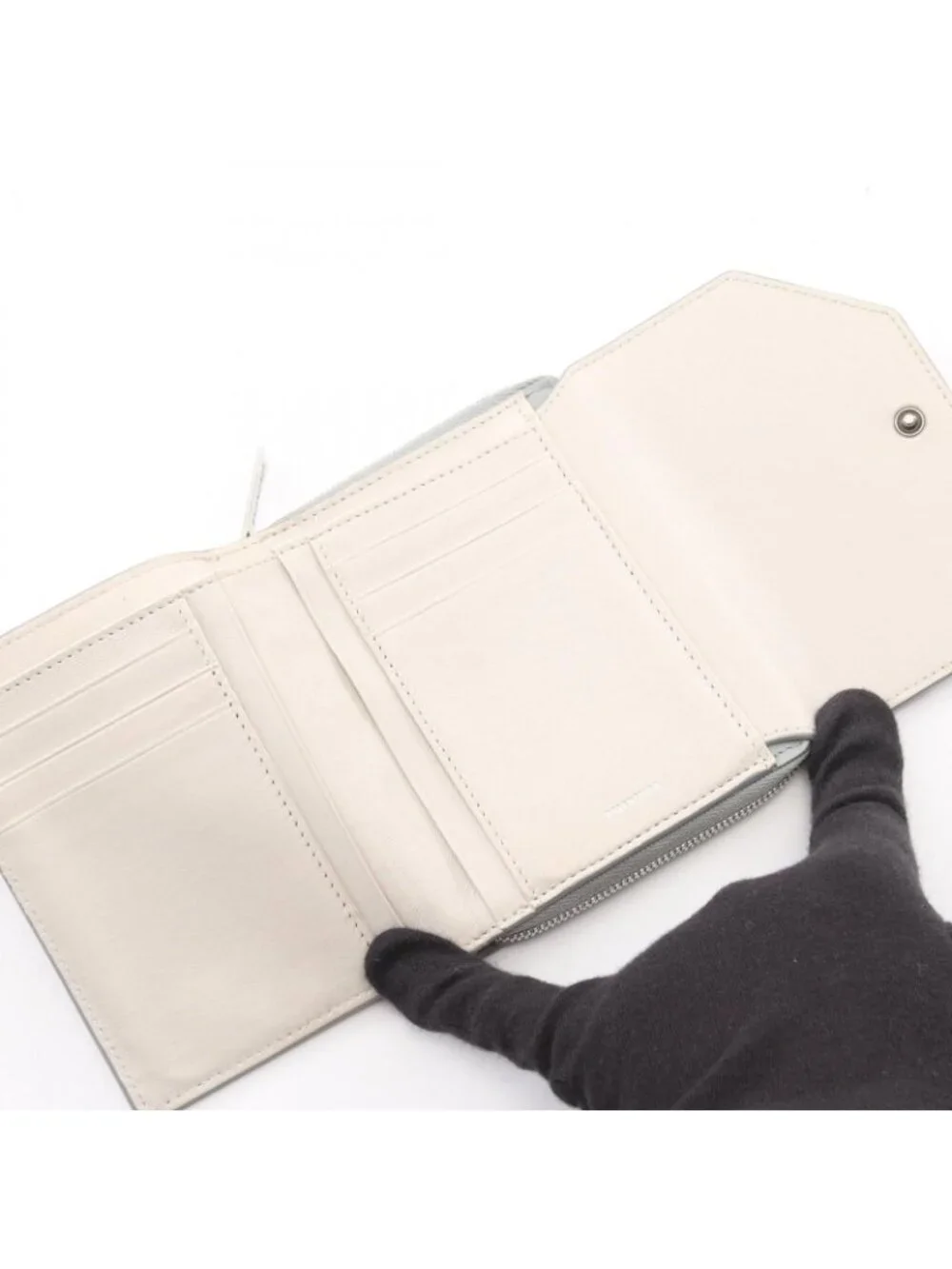 Balenciaga Trifold Wallet Envelope Gray Leather Compact